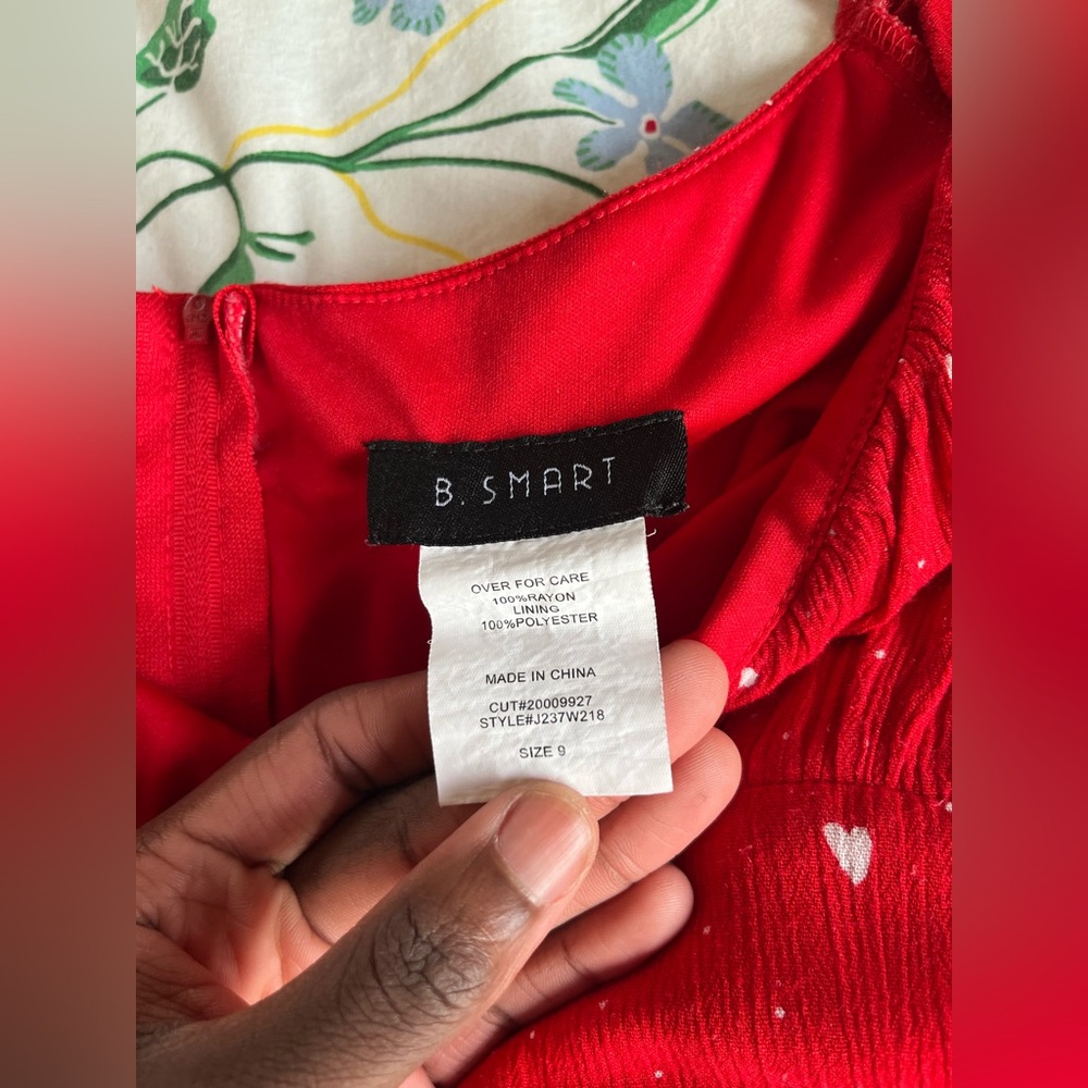 B-Smart Red Puff-Sleeve Ruffle Mini Dress - Picture 8 of 8